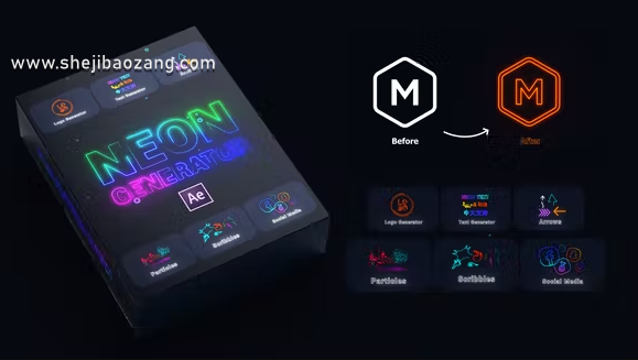 PR模板-Neon Generator Toolkit文字标题LOGO徽标霓虹发光生成器工具