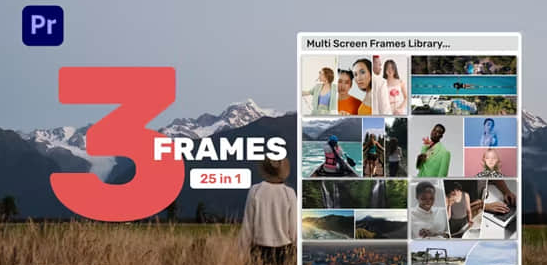 PR模板-画面组合动态视频3分屏展示动画预设 Multi Screen Frames Library