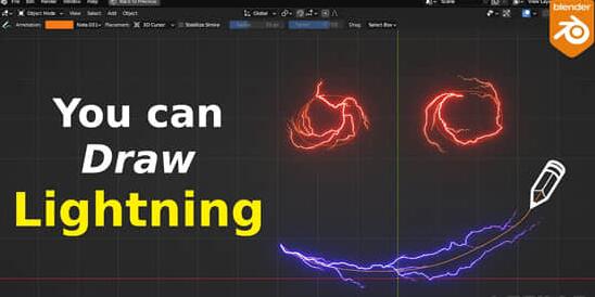 Blender预设 自定义路径电流闪电特效生成器资产 Draw Lightning Generators V1.6