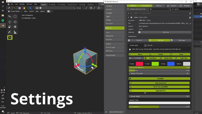 Blender中心轴点控制插件：Gizmo PRO V4.2.0