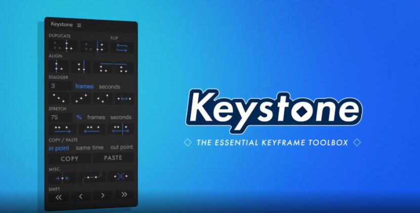 AE脚本 关键帧复制粘贴对齐镜像拉伸调节控制 Keystone v1.1.6