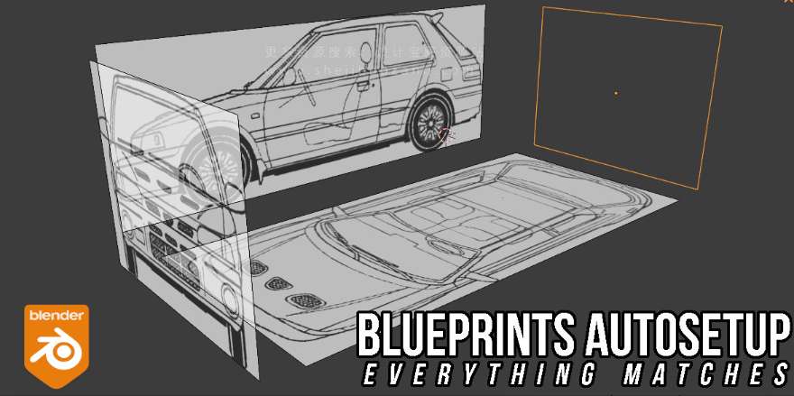 Blender蓝图参考图片自动放置插件：Blueprint AutoSetup v1.2