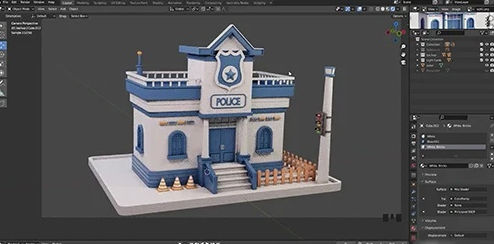 Blender低多边形警察局3D建模教程 Udemy – Blender 3D Modeling Create a Low-Poly Police Building