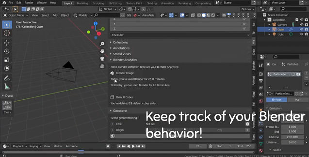 Blender使用数据统计效率规划插件 Super Easy Analytics V1.2.2