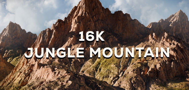 Blender/OBJ高山3D模型贴图材质资产 16K Jungle Mountain