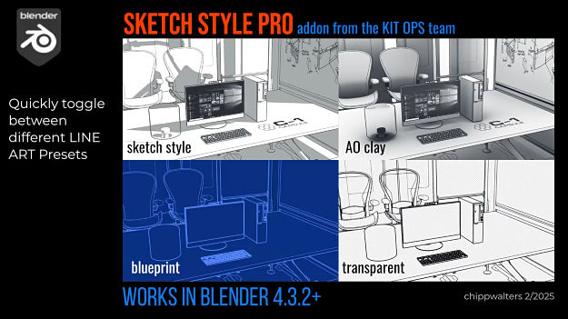 Blender真实素描速写边框线条动画渲染插件 Simple Sketch Pro V1.1.0