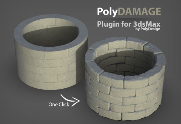 3DS MAX模型破损添加细节真实感纹理雕刻插件 PolyDamage V1.5.2 for 3ds max 2016-2025