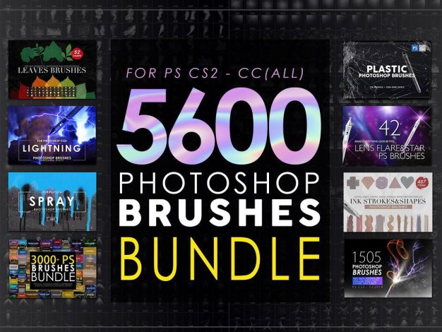 5673个PS笔刷超级捆绑集合包8合1 Photoshop Brushes Mega Bundle