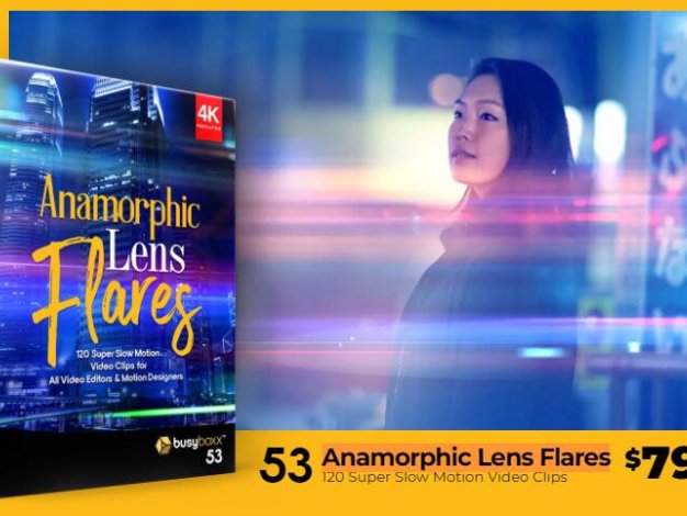 4K视频素材 120个镜头变形光晕炫光叠加光效动画Anamorphic Lens Flares