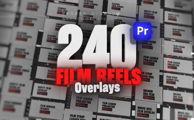 PR老电影风格模板：Animated Film Reel Overlays Pack