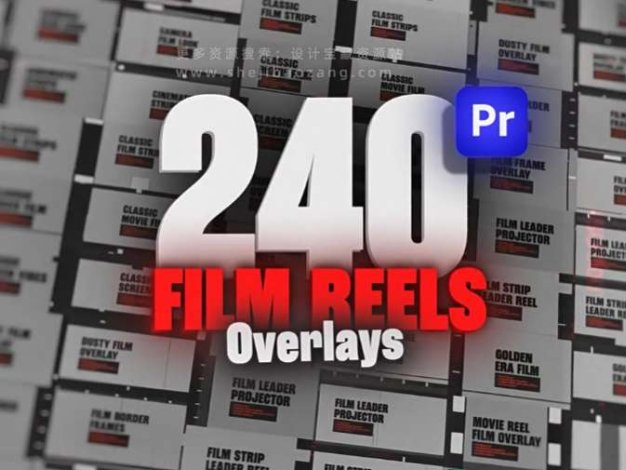 PR老电影风格模板：Animated Film Reel Overlays Pack