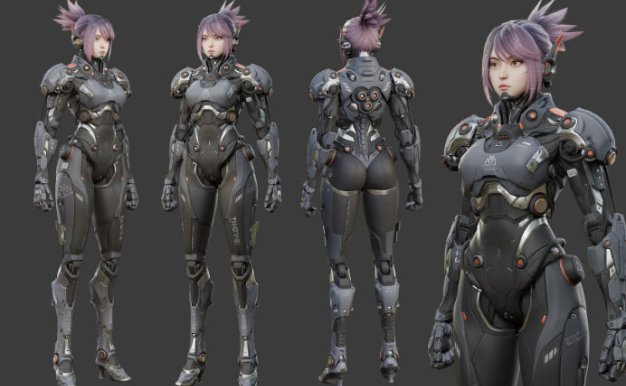 Blender女性机器人人物角色3D模型Flycat – Robot Girl