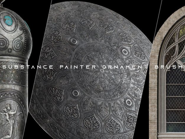 SP真实装饰花纹纹理笔刷预设 Artstation – Substance Painter Ornament Path Tool brush