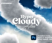 真实逼真云层云彩云朵天空质感3D立体字体PS特效动作Hyper Cloudy – Realistic Cloud Effect for Texts and Logos