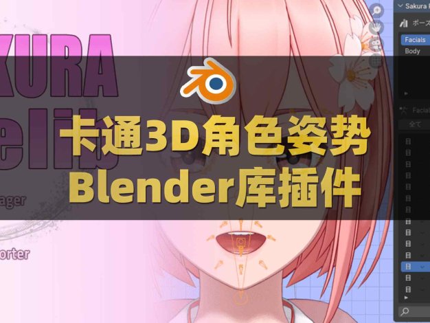 Blender卡通3D角色姿势库插件 Sakura Poselib V1.2.8